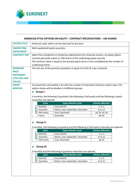 American Style Stock Options