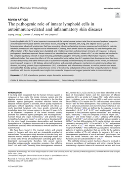 The Pathogenic Role of Innate Lymphoid Cells in Autoimmune-Related and Inﬂammatory Skin Diseases