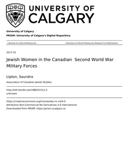 Jewish Women in the Canadian Second World War Military Forces