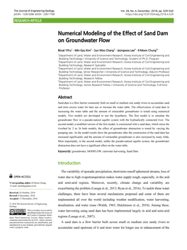 Numerical Modeling of the Effect of Sand Dam on Groundwater Flow