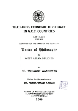 Thailand's Economic Diplomacy in G.C.C. Countries