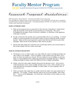 Research Proposal Guidelines