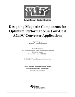 Designing Magnetic Components for Optimum Performance Article