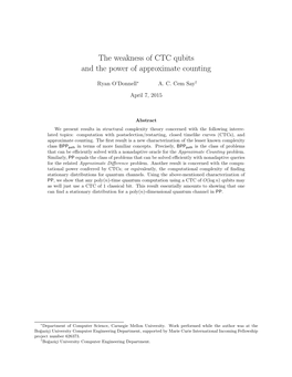The Weakness of CTC Qubits and the Power of Approximate Counting