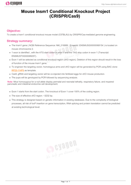 Mouse Insm1 Conditional Knockout Project (CRISPR/Cas9)