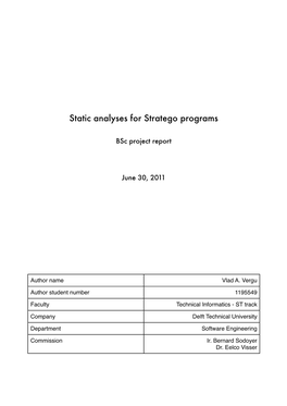 Static Analyses for Stratego Programs