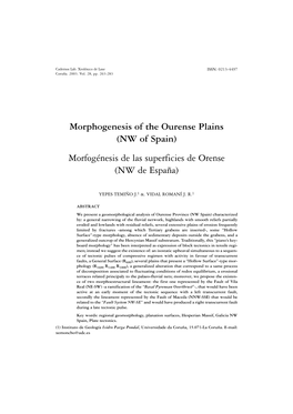 Morphogenesis of the Ourense Plains : (NW of Spain) = Morfogénesis De