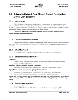 33. Advanced Mixed Gas Closed Circuit Rebreather Diver, Unit Specific