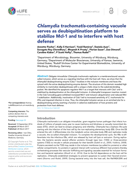 Chlamydia Trachomatis-Containing Vacuole Serves As Deubiquitination