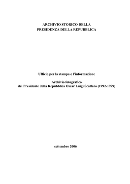 Archivio Storico Della Presidenza Della Repubblica
