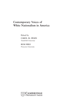 Contemporary Voices of White Nationalism in America