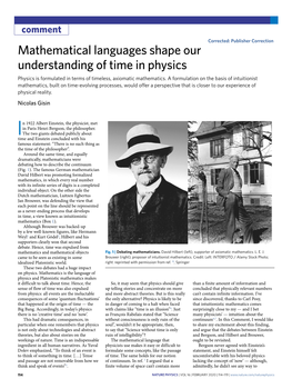 Mathematical Languages Shape Our Understanding of Time in Physics Physics Is Formulated in Terms of Timeless, Axiomatic Mathematics