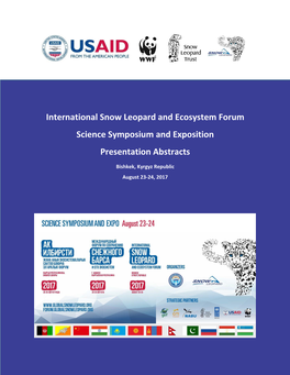 International Snow Leopard and Ecosystem Forum Science Symposium and Exposition Presentation Abstracts