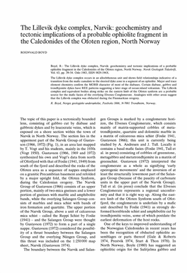 The Lillevik Dyke Complex, Narvik: Geochemistry and Tectonic Implications of a Probable Ophiolite Fragment in the Caledonides of the Ofoten Region, North Norway