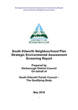 South Kilworth Neighbourhood Plan Strategic Environmental Assessment Screening Report