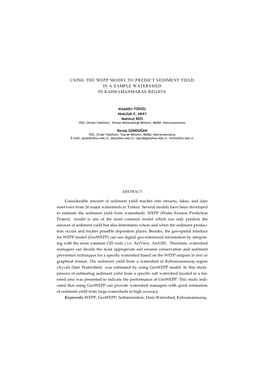 Using the Wepp Model to Predict Sediment Yield in a Sample Watershed in Kahramanmaras Region