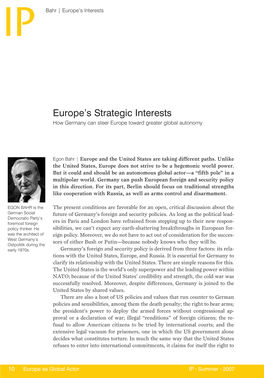 Europe's Strategic Interests