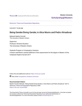 Being Gender/Doing Gender, in Alice Munro and Pedro Almadovar