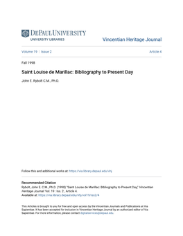 Saint Louise De Marillac: Bibliography to Present Day