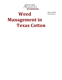 Weed Management in Texas Cotton