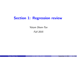 Section 1: Regression Review