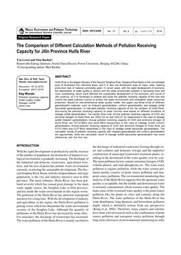 The Comparison of Different Calculation Methods of Pollution Receiving Capacity for Jilin Province Huifa River