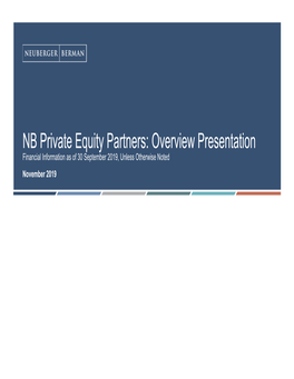 NB Private Equity Partners: Overview Presentation