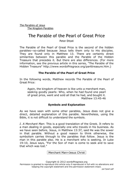 The Parable of the Pearl of Great Price Peter Ditzel