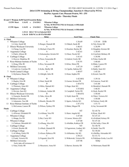 2016 CCIW Swimming & Diving Championships