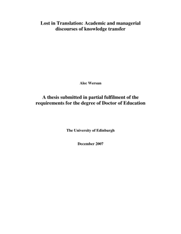 Academic and Managerial Discourses of Knowledge Transfer