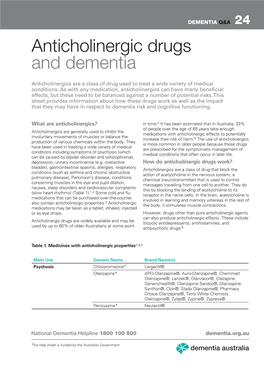 Anticholinergic Drugs and Dementia