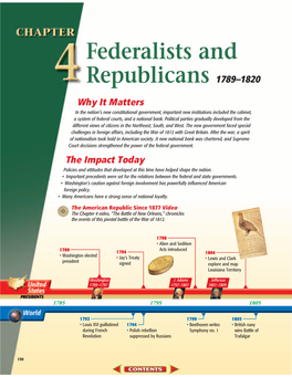 Federalists and Republicans 1789–1820