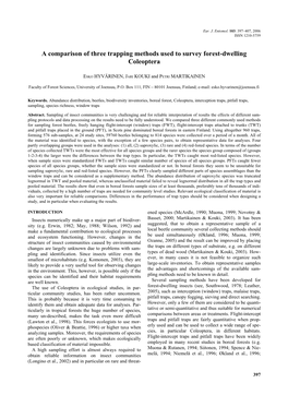 A Comparison of Three Trapping Methods Used to Survey Forest-Dwelling Coleoptera