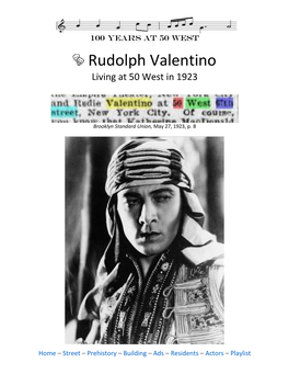 Rudolph Valentino Living at 50 West in 1923