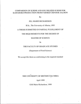 Comparison of Surimi and Solubilized Surimi for Kamaboko Production from Farmed Chinook Salmon