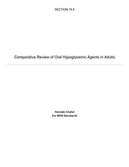 Comparative Review of Oral Hypoglycemic Agents in Adults