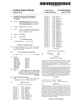 (12) United States Patent (10) Patent No.: US 9,005,660 B2 Tygesen Et Al