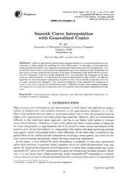 Smooth Curve Interpolation with Generalized Conics R