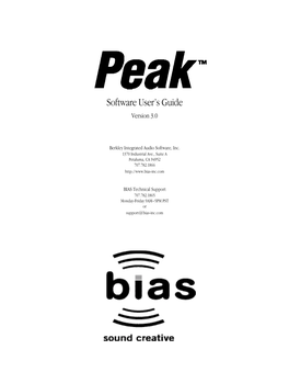 Peak 3.0 User's Guide