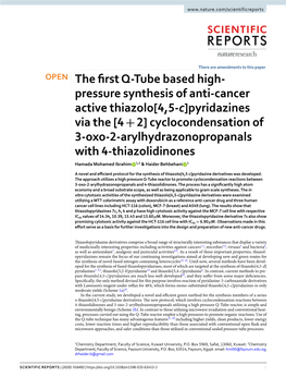 Pressure Synthesis of Anti-Cancer Active Thiazolo[4,5-C]