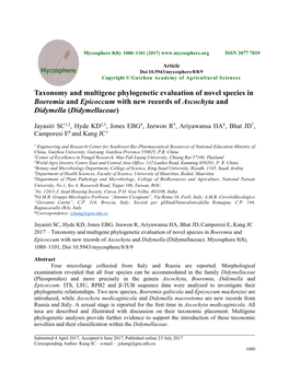 Taxonomy and Multigene Phylogenetic Evaluation of Novel Species in Boeremia and Epicoccum with New Records of Ascochyta and Didymella (Didymellaceae)