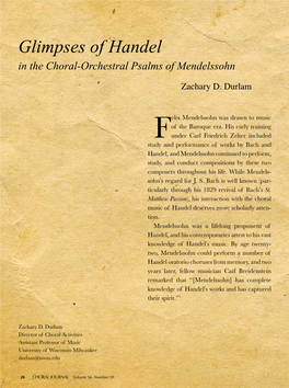 Glimpses of Handel in the Choral-Orchestral Psalms of Mendelssohn