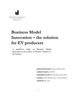 Business Model Innovation – the Solution for EV Producers