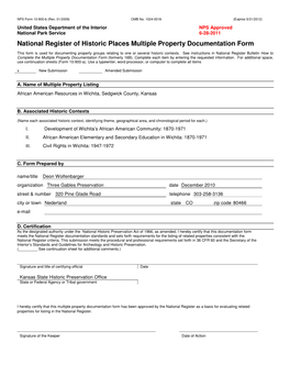 National Register of Historic Places Multiple Property Documentation Form