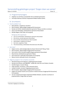 Samenstelling Geledingen Project Zorgen Doen We Samen 2019