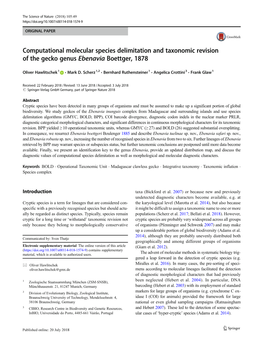 Computational Molecular Species Delimitation and Taxonomic Revision of the Gecko Genus Ebenavia Boettger, 1878