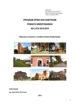 Program Opieki Nad Zabytkami Powiatu Kwidzynskiego Na Lata 2016�2019