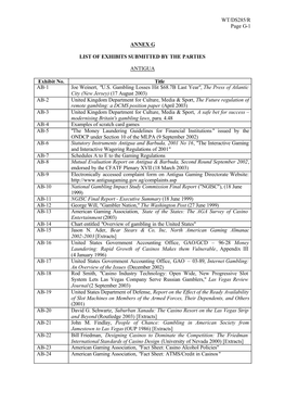 WT/DS285/R Page G-1 ANNEX G LIST OF