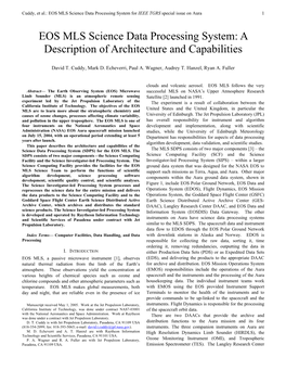 EOS MLS Science Data Processing System for IEEE TGRS Special Issue on Aura 1