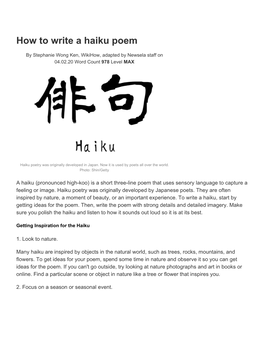 How to Write a Haiku Poem